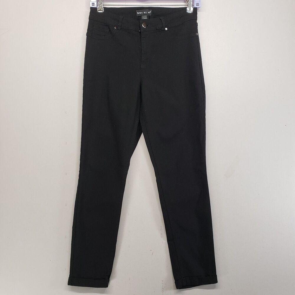 Body By Us Womens Black Jean Leggings Stretch Jeggings Medium M Slimming Solid